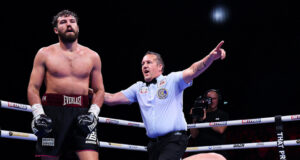 Pat Brown destroyed John Hedges with a body shot in the sixth round in Manchester Photo Credit: Mark Robinson Matchroom Boxing