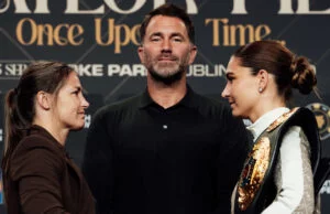 Katie Taylor vs Flora Pili Preview & Predictions Taylor and Pili face-to-face ahead of Saturday's showdown Photo Credit: Bran Holloway/Matchroom Boxing