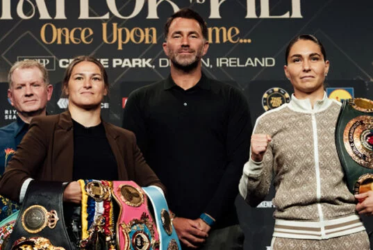 Katie Taylor faces Flora Pili for the undisputed super lightweight championship at Croke Park on Saturday Photo Credit: Bran Holloway/Matchroom Boxing