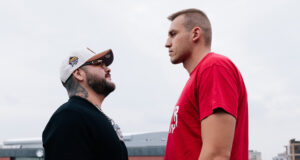 Ruiz Jr and Knyba face-to-face ahead of Friday's clash in Newark Photo Credit: Matchroom Boxing