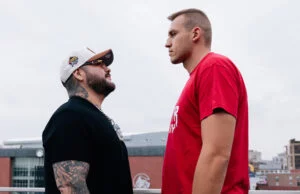 Ruiz Jr and Knyba face-to-face ahead of Friday's clash in Newark Photo Credit: Matchroom Boxing