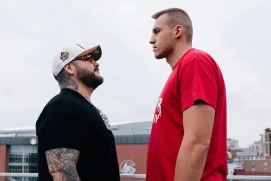 Ruiz Jr and Knyba face-to-face ahead of Friday's clash in Newark Photo Credit: Matchroom Boxing