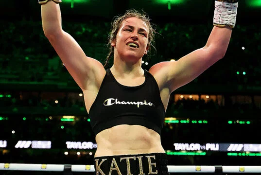 Katie Taylor closed out her incredible career with victory over Flora Pili at Croke Park Photo Credit: Mark Robinson Matchroom Boxing