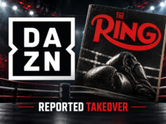 DAZN logo beside The Ring magazine in a graphic illustrating the reported DAZN Ring Magazine takeover.