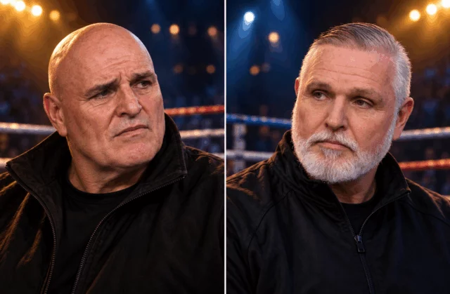 Editorial portrait illustration of John and Peter Fury against a boxing arena background.