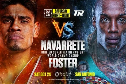 Emanuel Navarrete faces O'Shaquie Foster in a super featherweight title unification in Texas on Saturday, live on DAZN Photo Credit: Top Rank