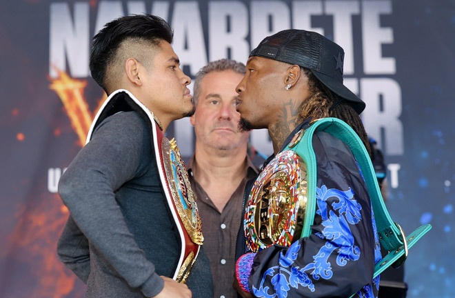 Navarrete and Foster face-to-face ahead of Saturday's showdown Photo Credit: Top Rank