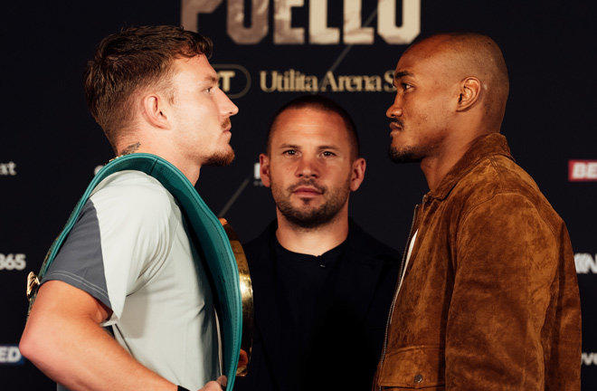 Smith and Puello face-to-face ahead of Saturday's clash Photo Credit: Matchroom Boxing