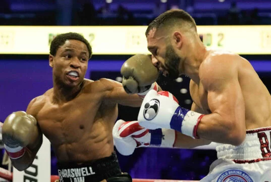 Floyd Schofield climbed off the canvas to beat Lucas Bahdi and capture the vacant WBA lightweight world title in Chicago Photo Credit: Golden Boy Promotions