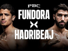 Sebastian Fundora defends his WBC super welterweight world title against Ermal Hadribeaj in Las Vegas on Saturday Photo Credit: PBC