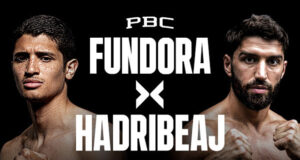 Sebastian Fundora defends his WBC super welterweight world title against Ermal Hadribeaj in Las Vegas on Saturday Photo Credit: PBC