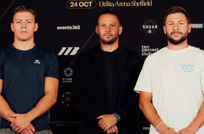 Visioli faces Hughes Photo Credit: Matchroom Boxing